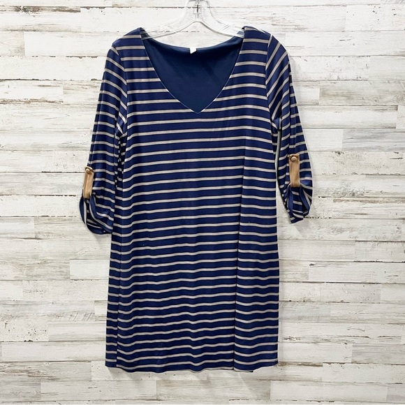 Pinkblush Dresses & Skirts - Pinkblush Maternity Navy Stripped Soft Mini Dress